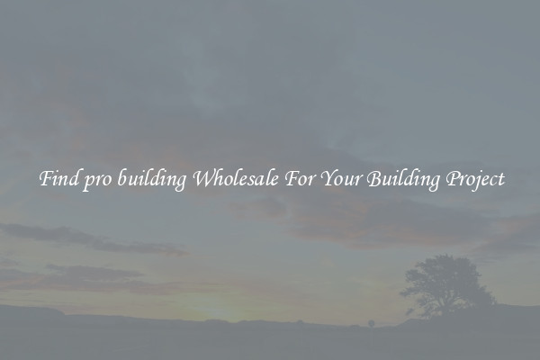 Find pro building Wholesale For Your Building Project